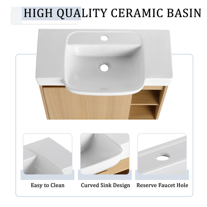 Wall Mounted Bathroom Vanity With Sink & Soft Close Door