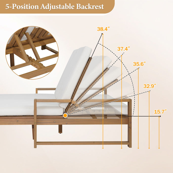Outdoor Double Lounge Chair With 5 Position Adjustable Backrest