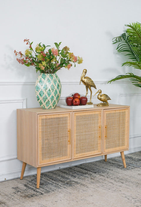 Wooden Accent TV Cabinet With 3 Doors - Brown