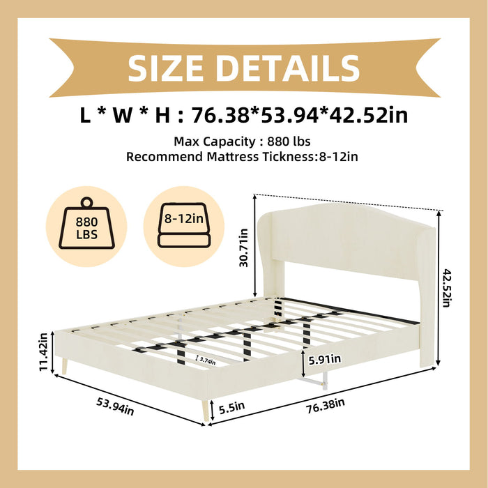 Upholstered Bed, Tufted Headboard, Comfortable Sleep