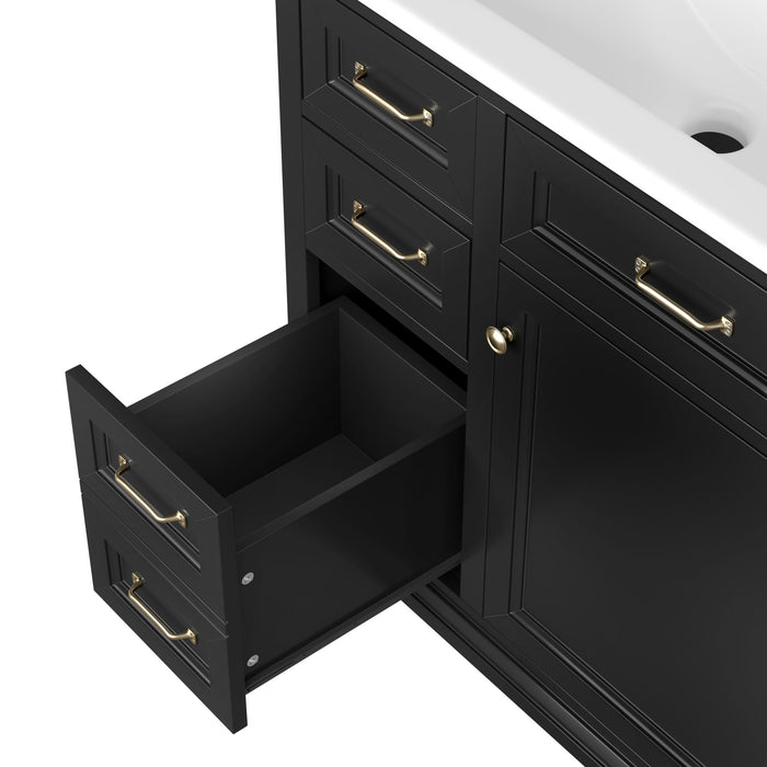 Modern Bathroom Vanity With Sink Top, 4 Drawers And 1 Soft-Close Door