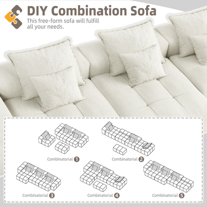 Modern Oversized Diy Combination Modular Sectional Sofa With Pillows