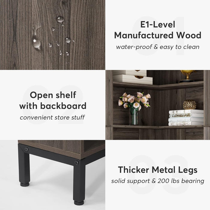 L-Shaped Bookcase, 5 Tier Freestanding Corner Bookshelf