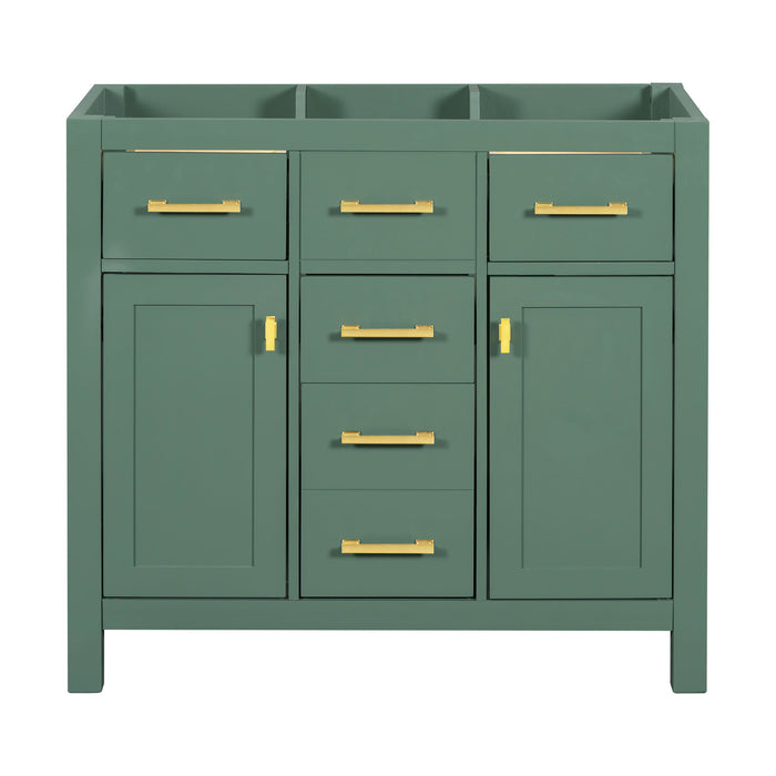 Freestanding Bathroom Vanity With 4 Drawers & 2 Cabinets - Green