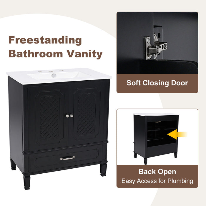 Bathroom Vanity With Sink, Soft Closing Door, Multi Functional Storage