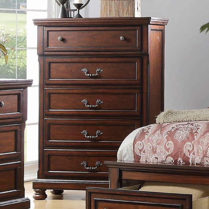 1 Piece Chest Bun Feet Pull Handles Round Knobs Bedroom Furniture - Cherry