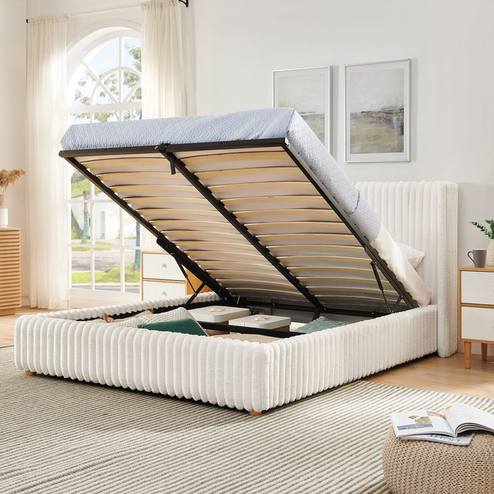 Functional Vertical Striped Bed With Gas Lift Storage