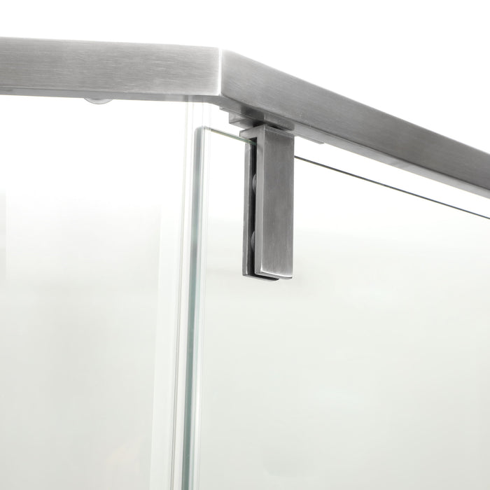 Semi Frameless Neo Angle Hinged Shower Enclosure With Clear Tempered Glass - Brushed Nickel