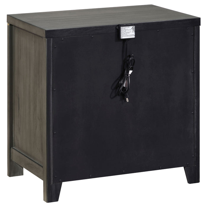 Herndon - 2 Drawer Nightstand With USB Port, Storage Furniture - Gray