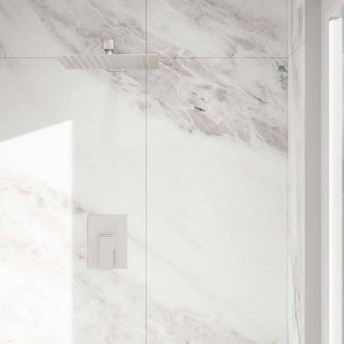 Shower Faucet Set With Rainfall Shower Head And Shower Valve, Stainless Steel And Brass