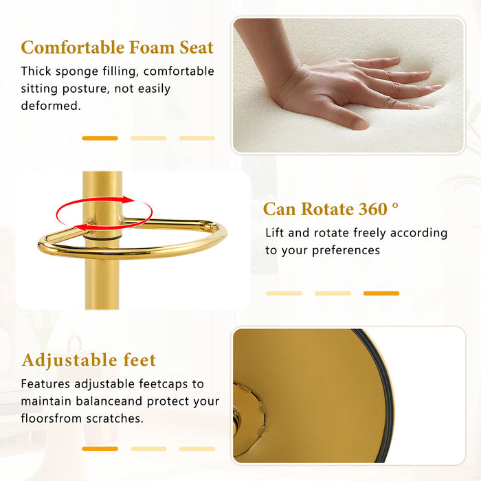 Adjustable Height Bar Stools & Footrest For Kitchen Island (Set of 2)