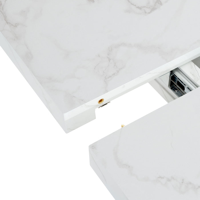 Modern Rectangle Dining Table With Stretchable Top, Storage Cabinet