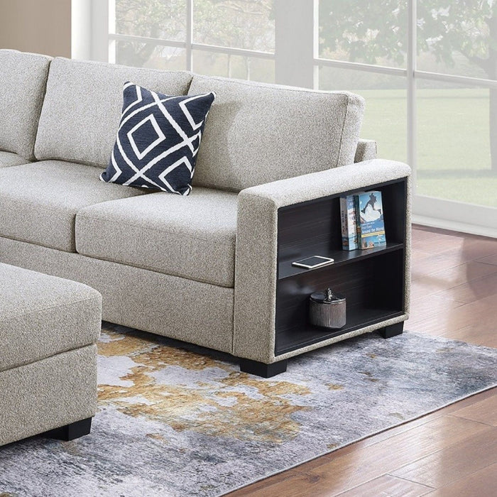 Contemporary Sectional Sofa 4 Piece Set With Built In Shelves L - Shaped Design