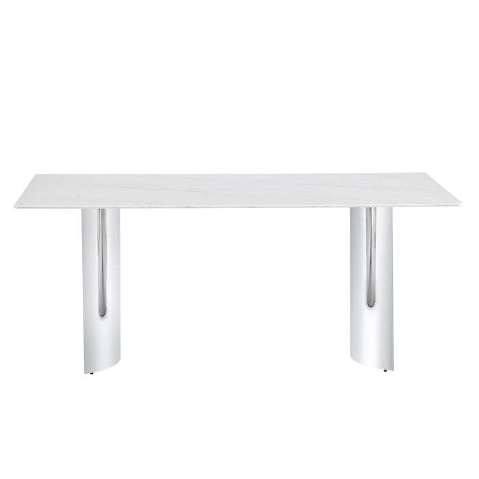 Modern Minimalist Dining Table With Marble Glass Top