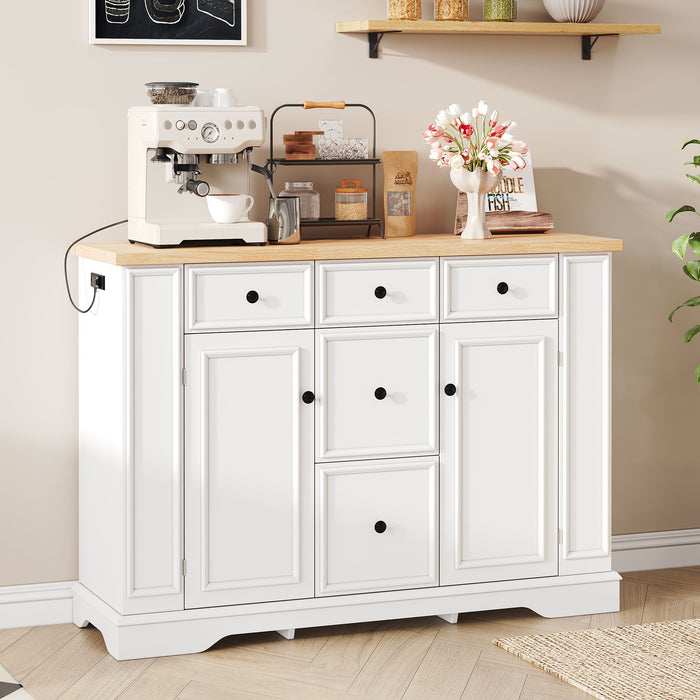 Sideboard Buffet Cabinet With 5 Drawers, 2 Cabinets, Adjustable Shelves