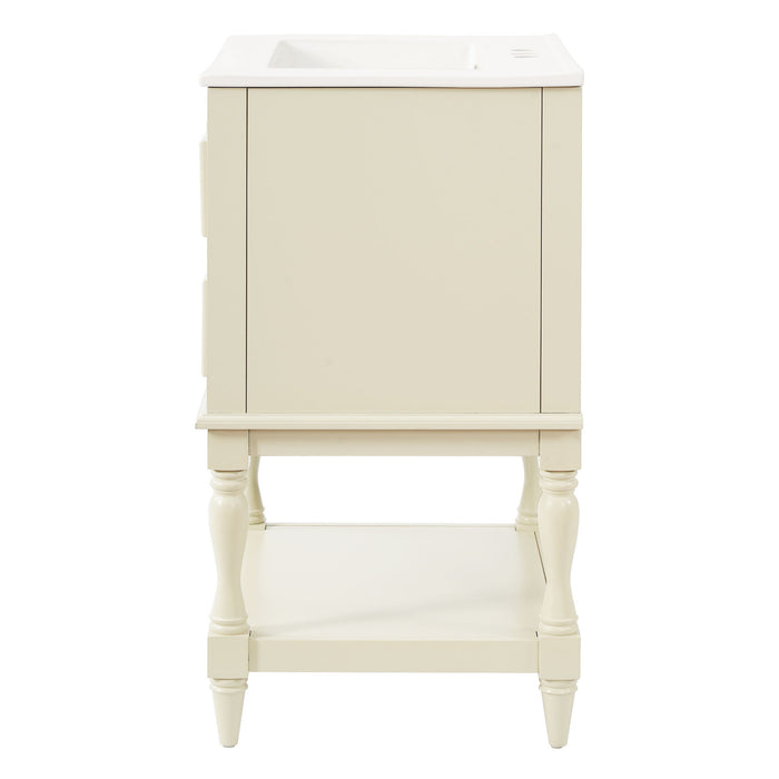 Bathroom Vanity With Sink, 2 Drawers Storage Cabinet, Open Shelf