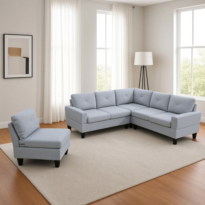 Modular L - Shaped Sectional Sofa 6 Seater 4 Piece Couch With Chaise