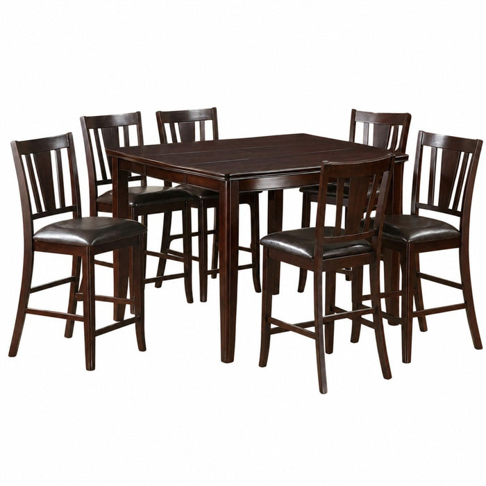 7 Piece Counter Height Dining Set With Butterfly Leaf Table And Chairs - Brown / Espresso