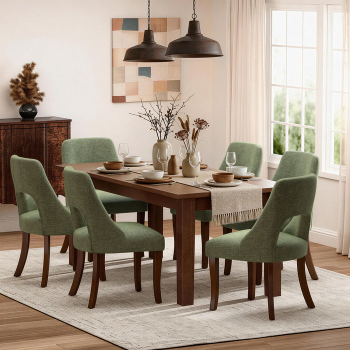 Upholstered Dining Chair With Curved Legs (Set of 2) - Green