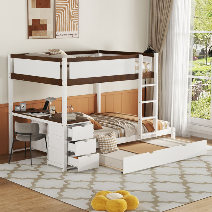 Bunk Bed With Twin Size Trundle, Storage And Desk