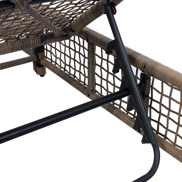 Outdoor Lounge Chair With 5 Position Backrest With Cushion And Wheels