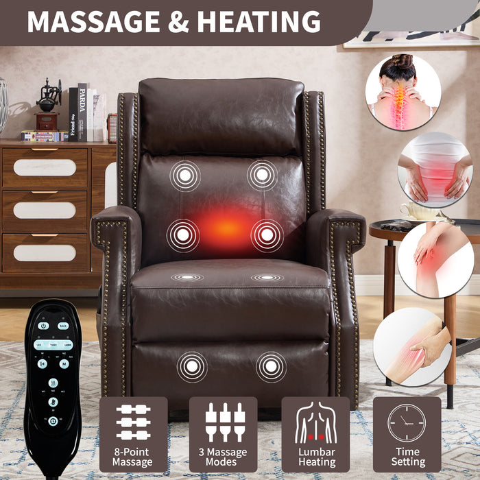 Manual Recliner Chair With Heavy Duty Motion Mechanism, 8 Vibrating Nodes And 3 Massage Modes For Living Room