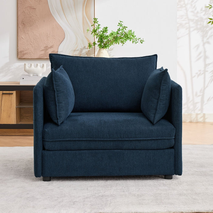 Oversized Deep Seat Accent Chair With Matching Storage Ottoman & Throw Pillows