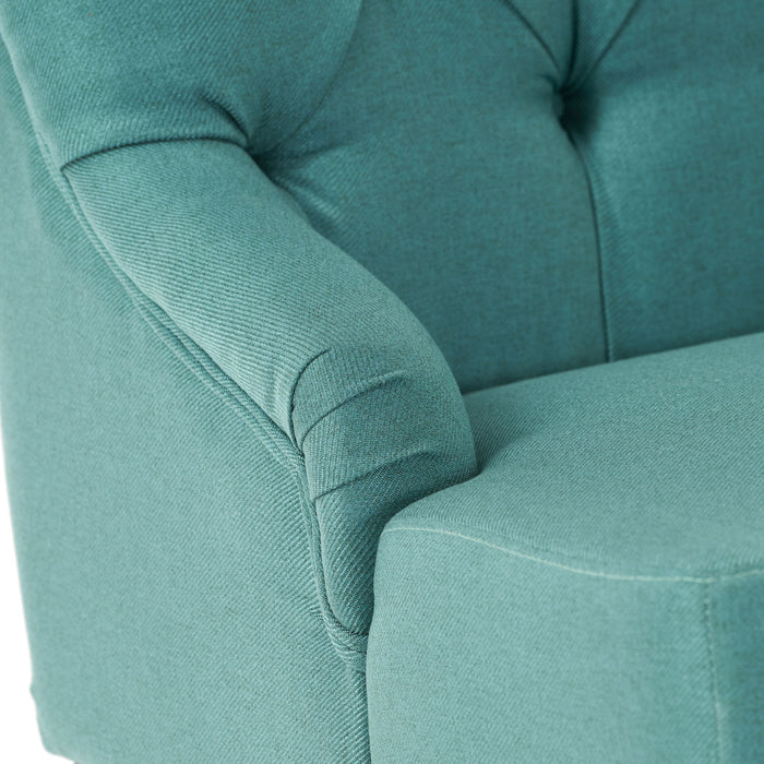 Nicole - French Style Upholstered Loveseat With Tufted Backrest - Teal