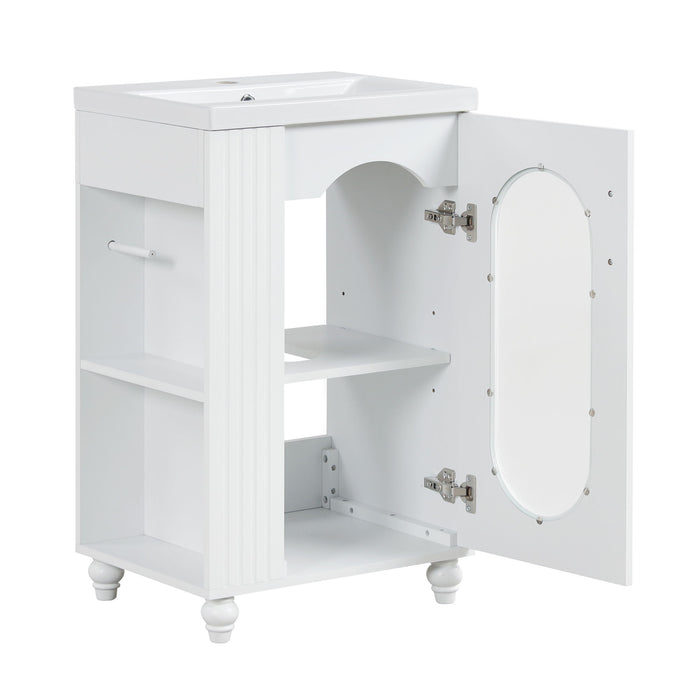 Modern Bathroom Vanity With Sink, Adjustable 2 Tier Shelf