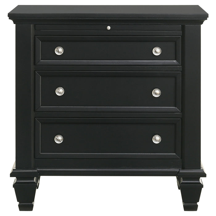 3 Drawer Nightstand With Pull Out Tray - Black
