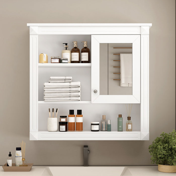 Wall-Mounted Bathroom Cabinet With Mirror And Adjustable Shelves