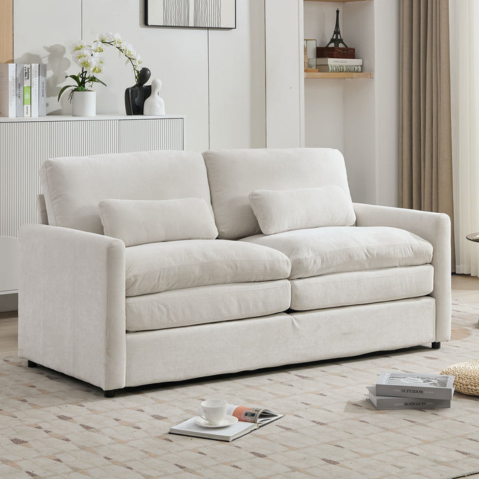 Cozy Upholstered Plush Cushion Loveseat Sofa For Living Room