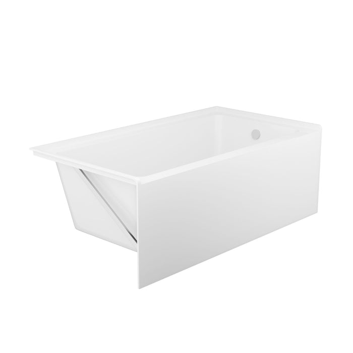Alcove Soaking Bathtub With Skirt - Back - To - Wall Design - Glossy White