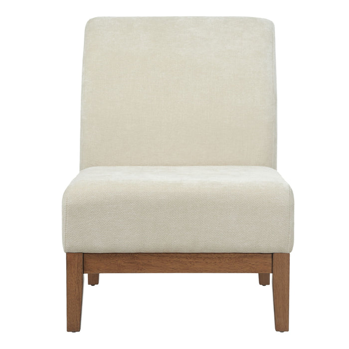 Upholstered Accent Chair - Beige / Walnut