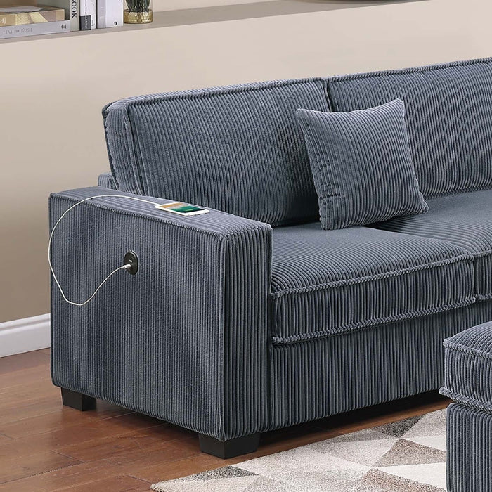 Modern Sectional Set With Cocktail Ottoman