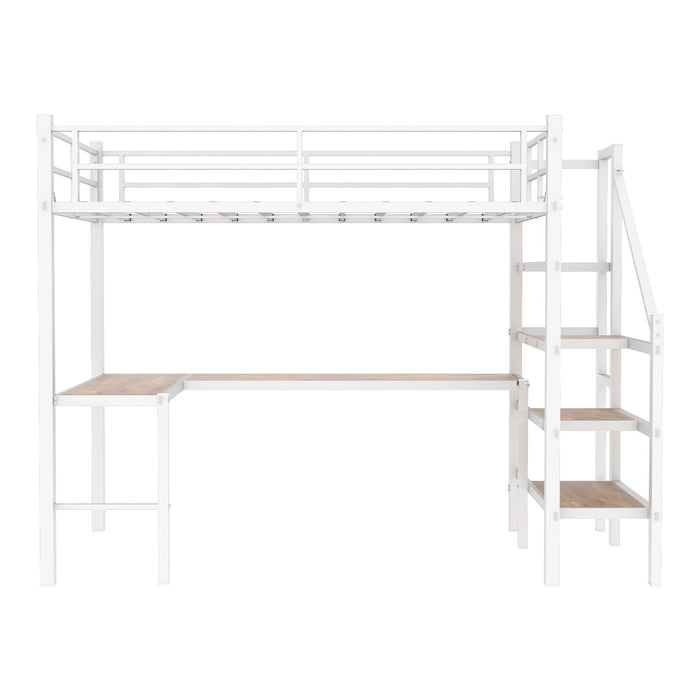 Loft Bed With L-Shaped Desk, Large Storage Space