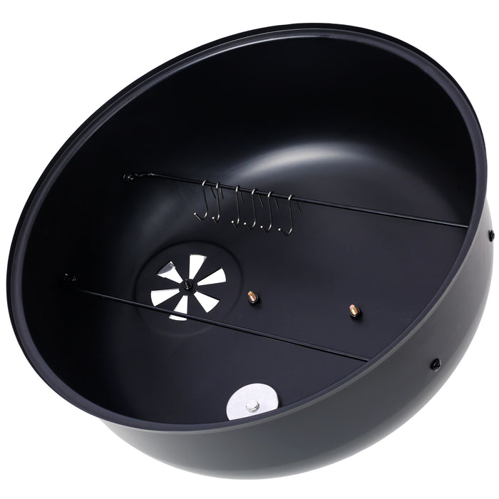 Portable Charcoal Smoker Grill For Outdoor Cooking - Black