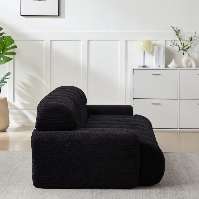 Cloud Series Minimalist Button Tufted Square Arm 3 Seater Sofa