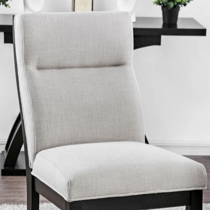 2 Tone Chairs With Tapered Legs (Set of 2) - Beige / Black / Black