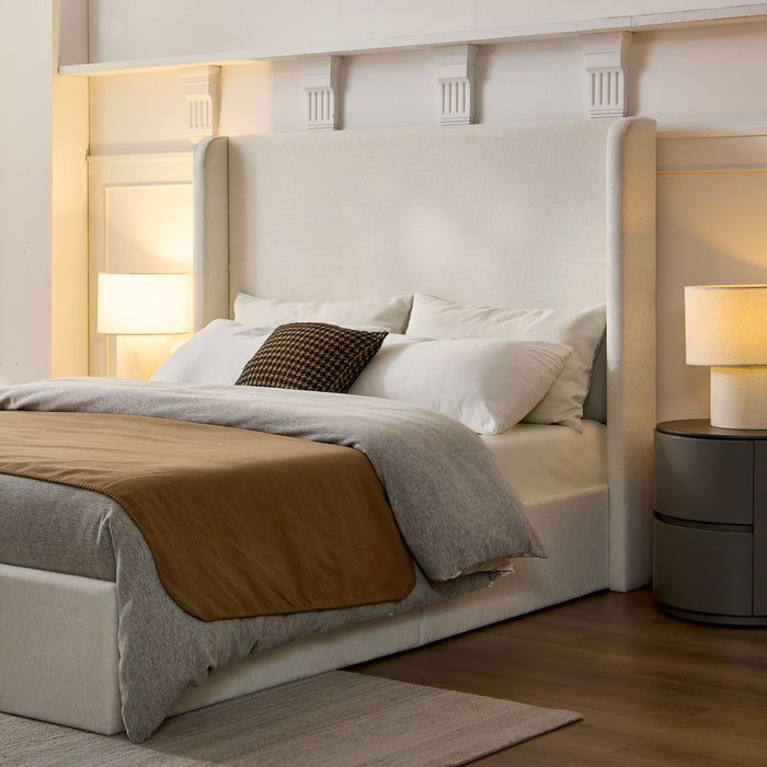 Carmen - Full Size Upholstered Wingback Bed - Ivory