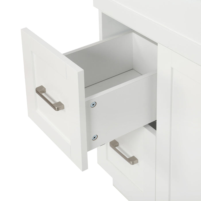 Bathroom Vanity With 4 Cabinet Doors, 4 Drawers, Dual Sinks, Hidden Soft Close Slides And Hinges - White