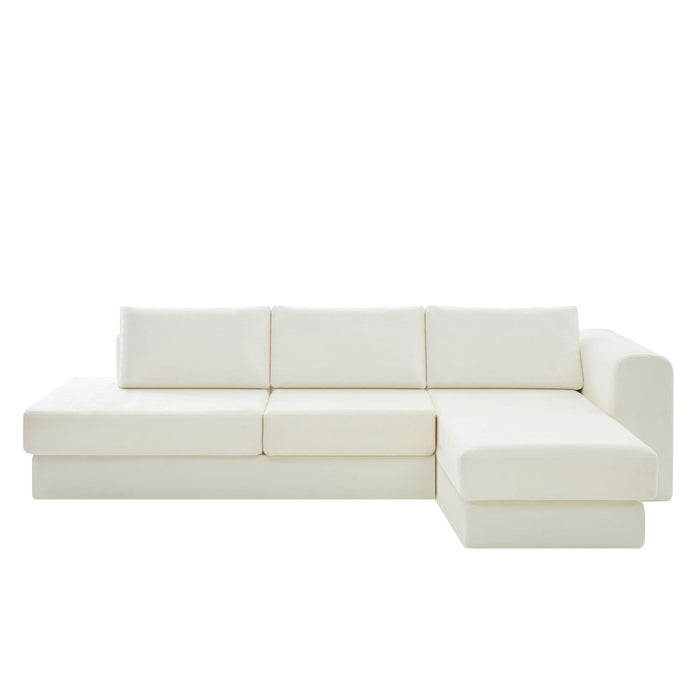 L-Shaped Modular Sofa With Double Layer Cushion