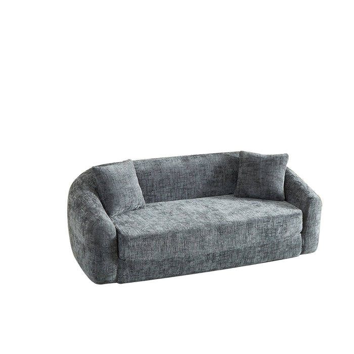 Curved Convertible Sofa, 2 In 1 Fold Out Bed With Pull Out Base And Deep Seat