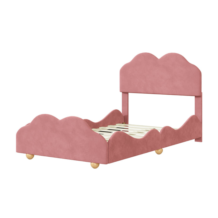 Upholstered Platform Bed With Cloud Shaped Board