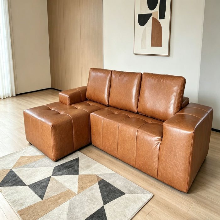 Deep Seat L - Shaped Modular Sectional Sofa For Living Room - Brown