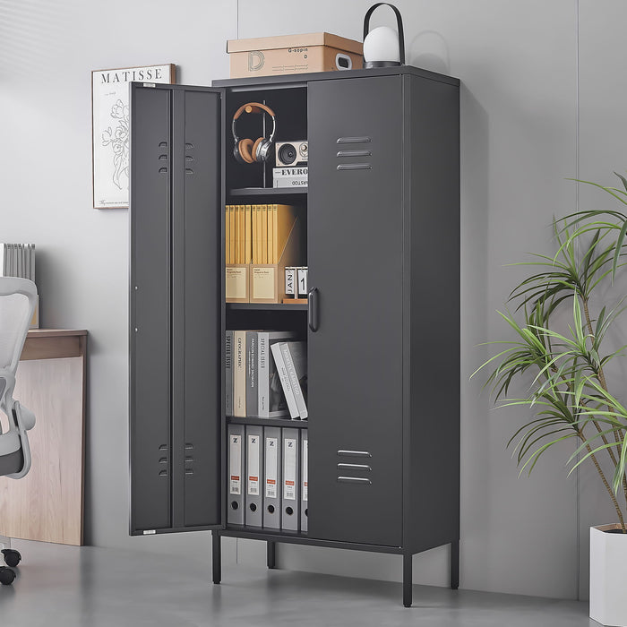 Modern Storage Cabinet With Adjustable Shelves, Magnetic Door Stopper