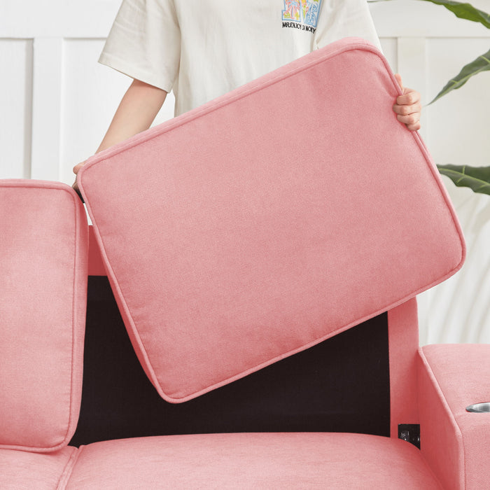 Modern Snowfleece Fabric 3 Seater Sofa With Cup Holder