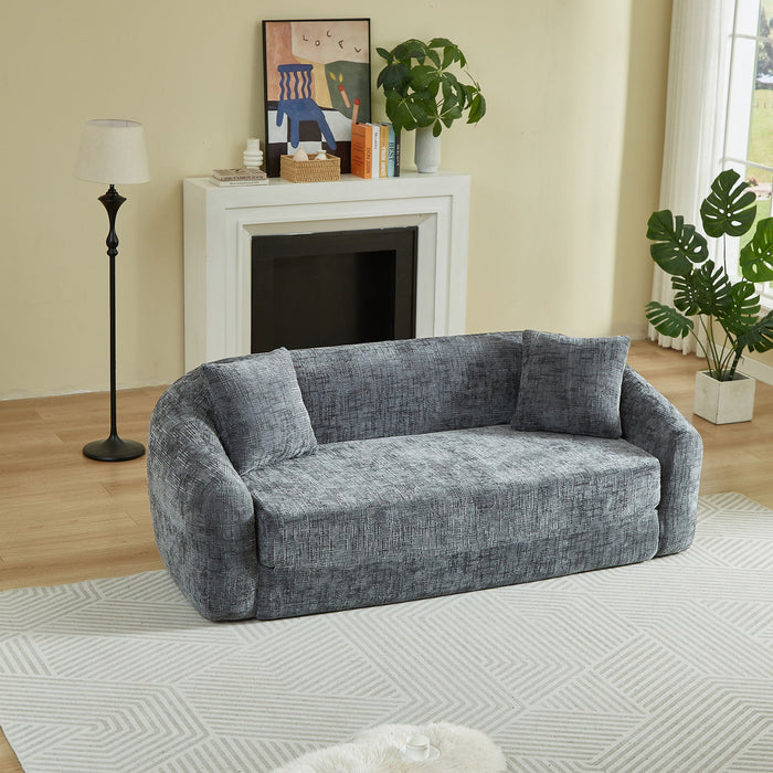 Curved Convertible Sofa, 2 In 1 Fold Out Bed With Pull Out Base And Deep Seat