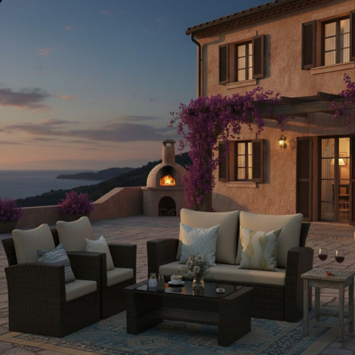 Modern Patio Set With Table And Cushions