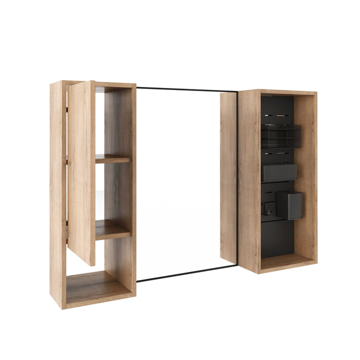 41.6" Wall Mounted Bathroom Cabinet With Soft Close Door, Storage Cabinet Featuring - Imitative Oak